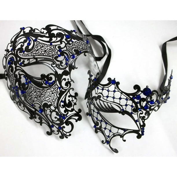 Phantom Opera Black Musical Men Mask & Metal Women Mask With Crystal Phantom Opera Black Musical Men Mask & Metal Women Mask With Crystal